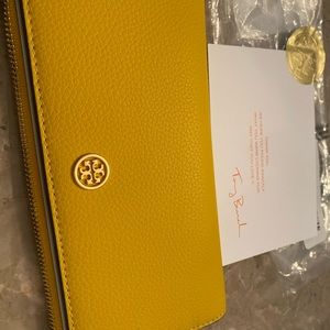 Yellow Tory Burch Walker Slim Wallet